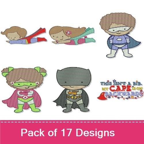 Cute Kids Superheroes Embroidery Designs Bundle – Superhero Boy, Superhero Girl, Green Superhero & More (17 Designs)