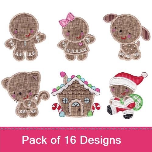 Gingerbread & Holiday Character Embroidery Bundle – Festive Designs (16 Designs)