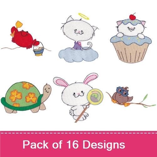 Cute Animal Embroidery Bundle – Adorable Characters (16 Designs)