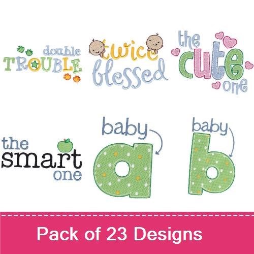 Twins & Double Trouble Embroidery Designs Bundle – Double Trouble, Thing 1, Thing 2 & More (23 Designs)