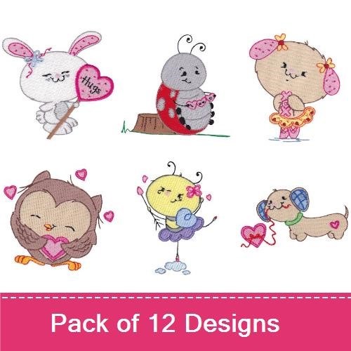 Bunny, Ladybug & Owl Embroidery Bundle – Cute Animal Designs (12 Designs)