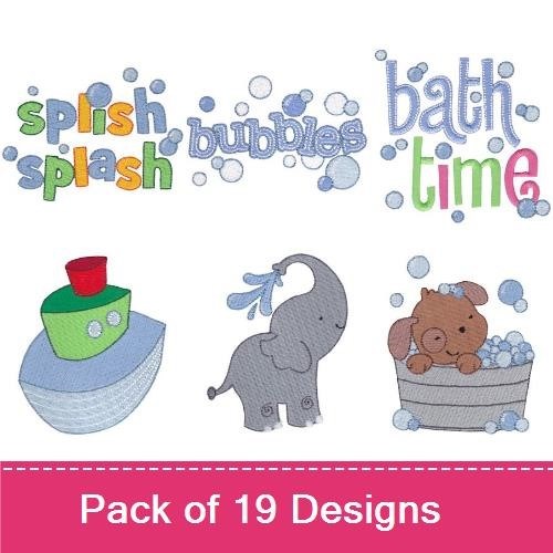 Bath Time Embroidery Bundle – Splash & Bubbles (19 Designs)