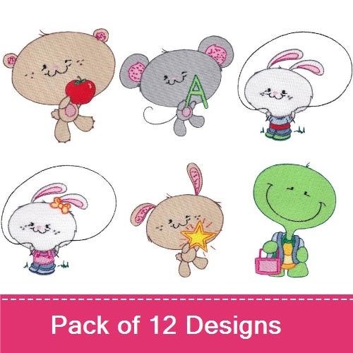 Cute Animal Embroidery Bundle – Bear, Bunny & Friends (12 Designs)
