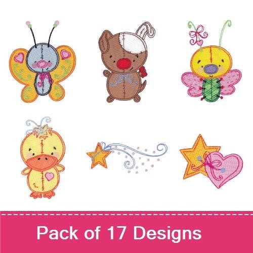 Cute Animal Embroidery Bundle – Butterfly, Dog & More (17 Designs)