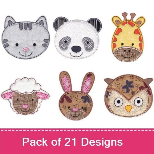 Animal Faces Embroidery Bundle – Cute & Adorable (21 Designs)