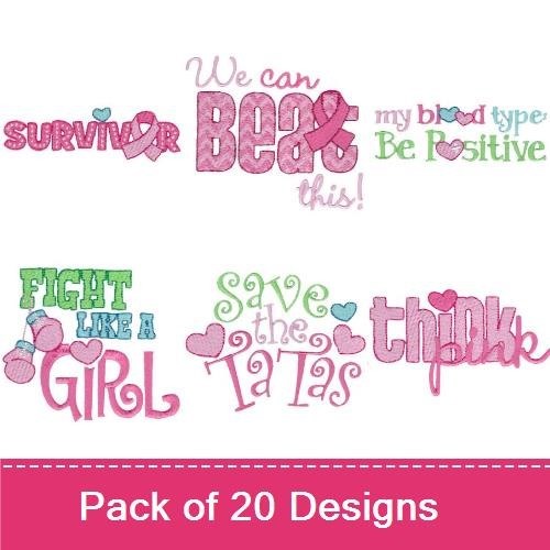 Breast Cancer Awareness & Hockey Embroidery Designs Bundle – We can BEAT this!, SURVIVOR, FIGHT like a Girl & More (20 Designs)