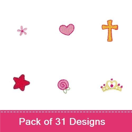 Cute Mini Embroidery Bundle – Flower, Sunglasses, Heart, Bee & More (31 Designs)