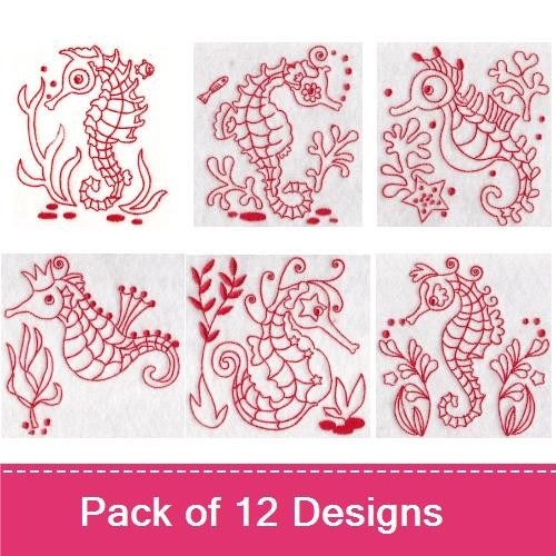 Seahorses Redwork
