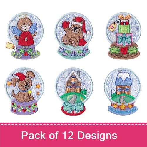 Angel & Teddy Bear Embroidery Bundle – Holiday Snow Globes (12 Designs)