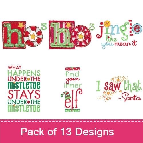 Christmas Elf Sayings Embroidery Bundle – Find Your Inner Elf, Ho Ho Ho, Naughty Nice & More (13 Designs)