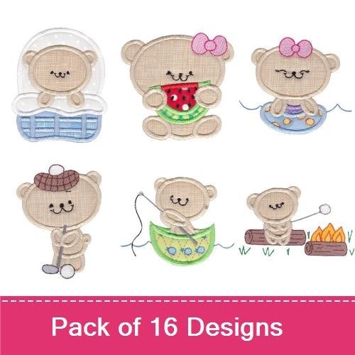 2 Cute Bears Applique