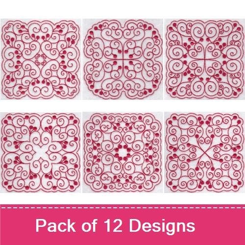 Cherries Quilt Blocks Redwork