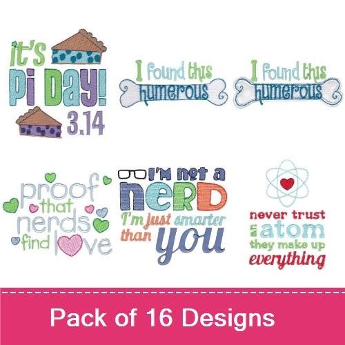 Science & Math Embroidery Designs Bundle – Atomic Heart, Octopus, Nerdy Glasses & More (16 Designs)