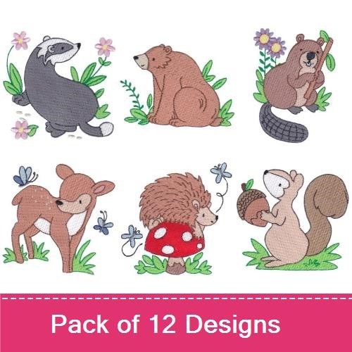 Woodland Animal Embroidery Bundle – Cute Forest Creatures (12 Designs)