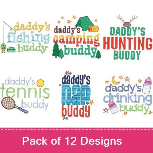 Father and Child Sports Embroidery Designs Bundle – Daddy's Fishing Buddy, Daddy's Golf Buddy, & More (12 Designs)