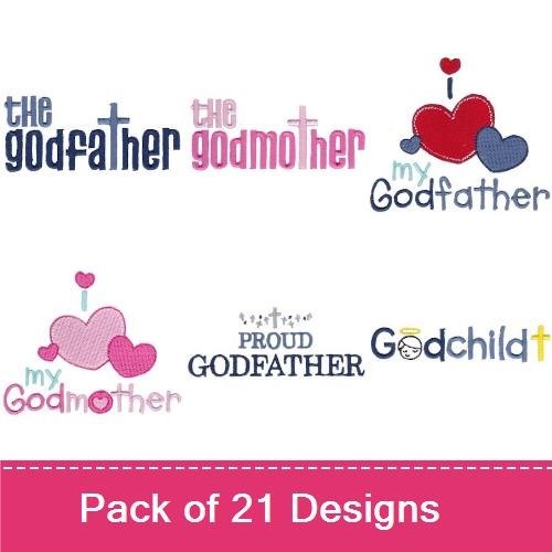 Godparent-Themed Embroidery Designs Bundle – The Godfather, The Godmother, Godmother is a special angel & More (21 Designs)