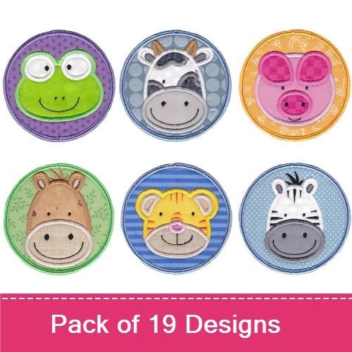 Animal Faces Embroidery Bundle – Cute Farm & Jungle Friends (19 Designs)