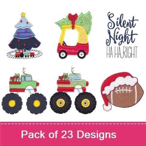 Christmas Characters Embroidery Designs Bundle – Dino Claus, Christmas Tree, Give Sloppy Kisses & More (23 Designs)