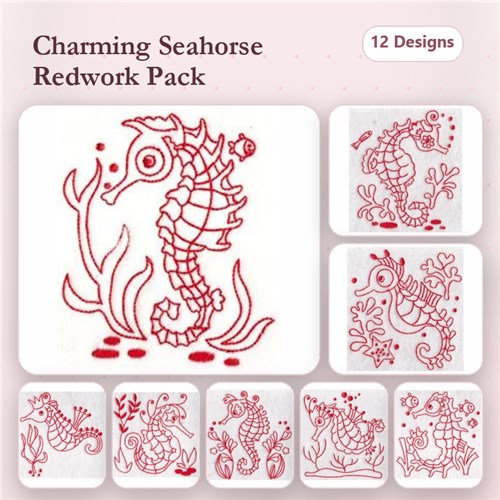 Seahorses Redwork