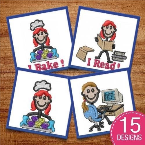Everyday Life Characters Embroidery Designs Bundle – Baker, Teacher, Baseball & More (15 Designs)