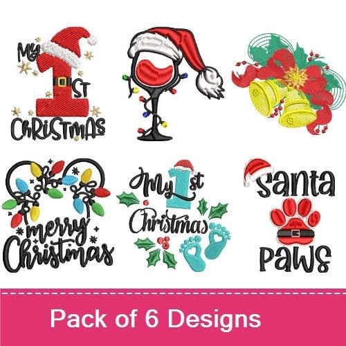 Christmas Embroidery Bundle – Santa, Ornament & More (6 Designs)