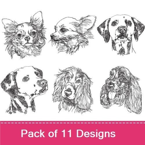Dog Breed Embroidery Bundle – Chihuahua, Dalmatian & More (11 Designs)