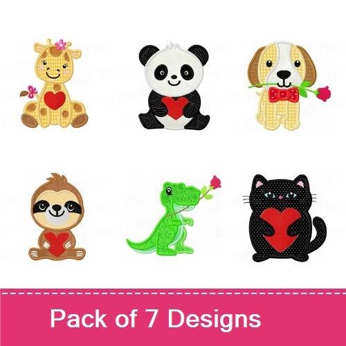 Giraffe, Panda & Dog Embroidery Bundle – Cute Animal Designs (7 Designs)