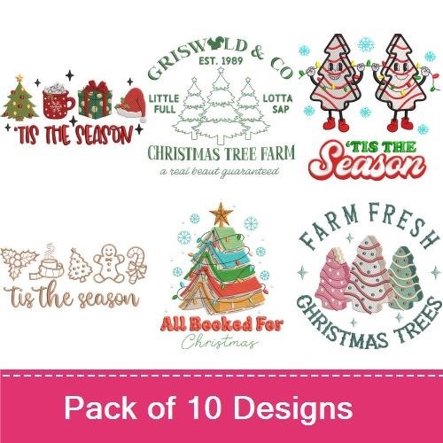 Christmas Embroidery Designs Bundle – Christmas Tree, Holiday Mug, Gift Box & More (10 Designs)