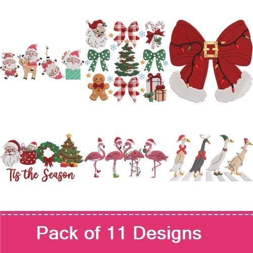 Santa Claus & Christmas Tree Embroidery Bundle – Holiday Cheer (11 Designs)