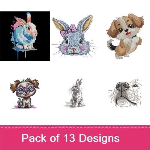 Bunny & Puppy Embroidery Bundle – Adorable Designs (13 Designs)