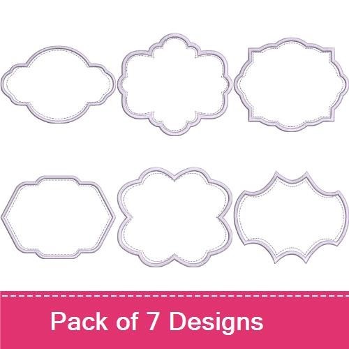Elegant Label Shapes Embroidery Designs Bundle – Curvy Label, Scalloped Label, Rectangular Label & More (7 Designs)