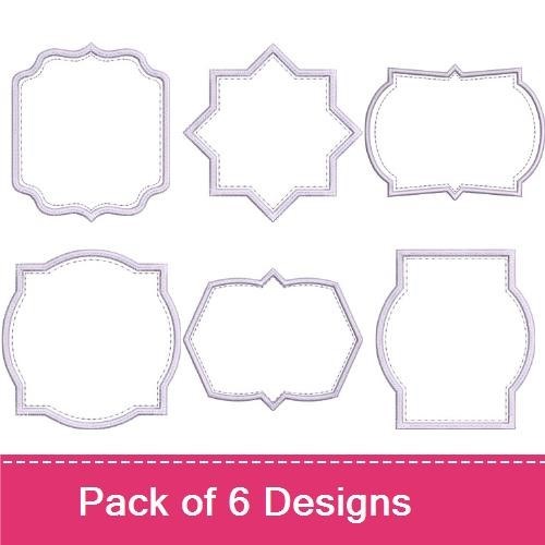 Elegant Frame Embroidery Designs Bundle – Purple Frame with Scalloped Edges, Purple Star Frame, Thin Purple Rectangular Frame & More (6 Designs)