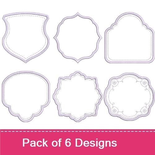 Elegant Frame Shapes Embroidery Designs Bundle – Round Frame, Shield Frame, Decorative Frame & More (6 Designs)