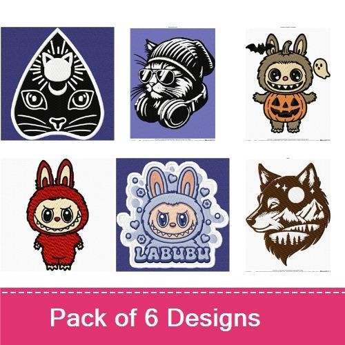 Cat & Bunny Embroidery Bundle – Fun Character Designs (6 Designs)