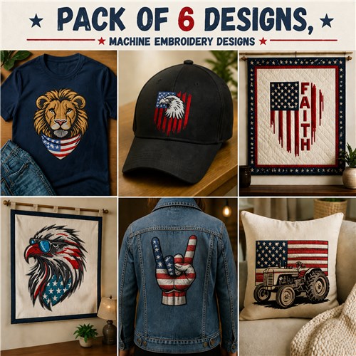 Patriotic USA Embroidery Pack