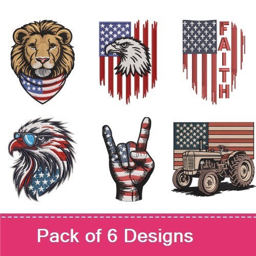 Patriotic USA Embroidery Pack