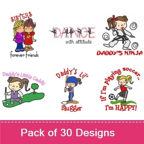 Cute Kids & Holiday Embroidery Designs Bundle – Tree Hugger, Cowpokes, Daddy's Little & More (30 Designs)