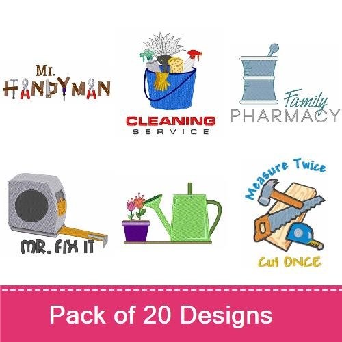 Handyman Tools Embroidery Designs Bundle – Measure Twice Cut Once, Hammer, Screwdriver, & More (20 Designs)