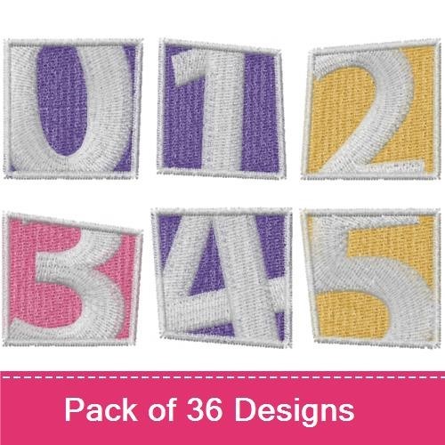 Colorful Embroidered Numbers Embroidery Designs Bundle – Number 0, Number 1, Number 2 & More (36 Designs)