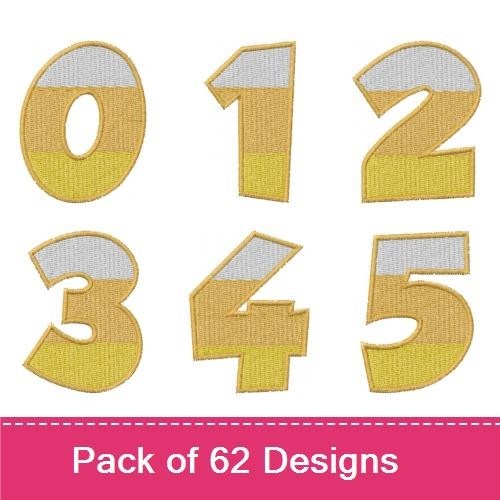Striped Numbers & Letters Embroidery Designs Bundle – Striped Number 0, Striped Number 1, Striped Letter A & More (62 Designs)