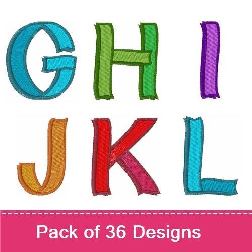 Colorful Stitched Numbers and Letters Embroidery Designs Bundle – Number 0, Number 1, Number 2 & More (36 Designs)