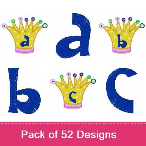 Applique Alphabet and Crown Embroidery Designs Bundle – Crown with Letter a, Letter b, Letter c & More (52 Designs)