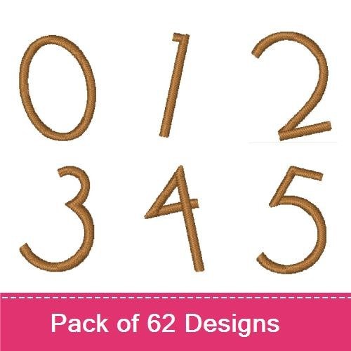 Numbers & Letter A Embroidery Designs Bundle – Number 0, Number 1, Number 2, Letter A & More (62 Designs)
