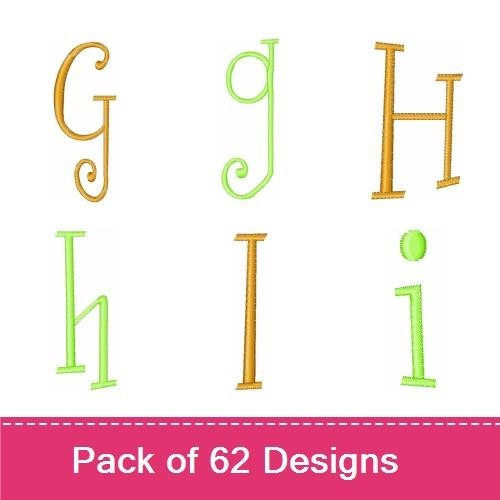 Bright Stitch Alphabet & Numbers Embroidery Designs Bundle – Number 0, Number 1, Letter A & More (62 Designs)