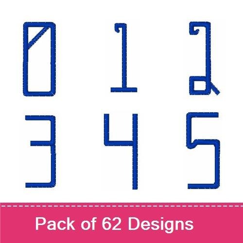 Blue Stitched Numbers Embroidery Designs Bundle – Number 0, Number 1, Number 2 & More (62 Designs)