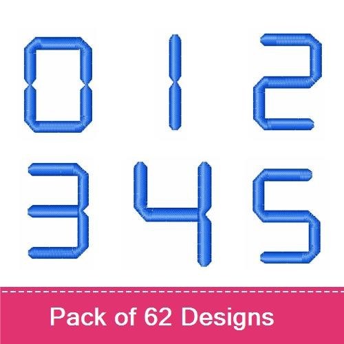 Blue Satin Numbers and Letters Embroidery Designs Bundle – Number 0, Number 1, Number 2, Number 3 & More (62 Designs)