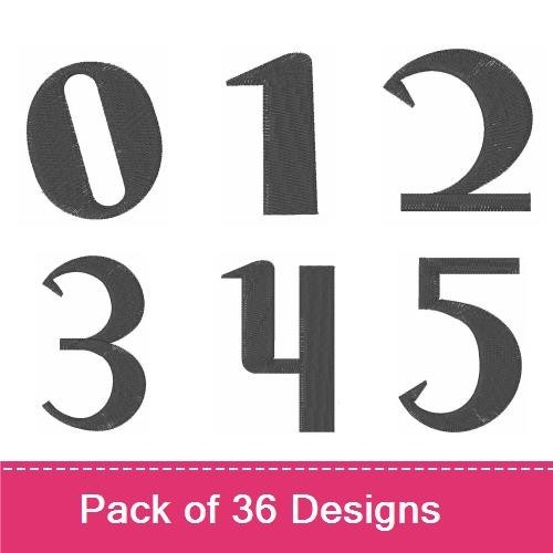 Classic Numbers & Letters Embroidery Bundle – Number 0, Number 1, Letter a & More (36 Designs)
