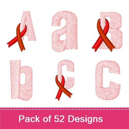 Awareness Ribbon Alphabet Embroidery Designs Bundle – Awareness Ribbon A, B, C, D, E & More (52 Designs)