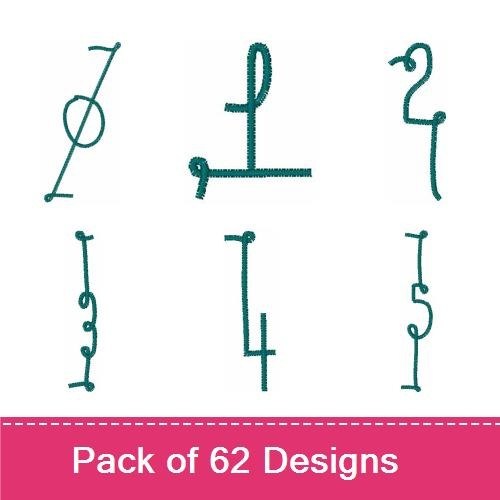 Letters & Numbers Embroidery Designs Bundle – Whimsical Script Alphabet Collection (62 Designs)