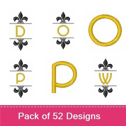 Fleur-de-Lis Alphabet Embroidery Designs Bundle – Fleur-de-Lis A, B, C, D & More (52 Designs)